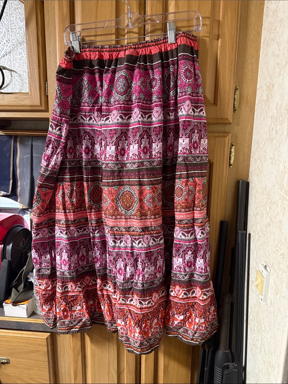 Venezia Pink & Orange Patterned Maxi Skirt